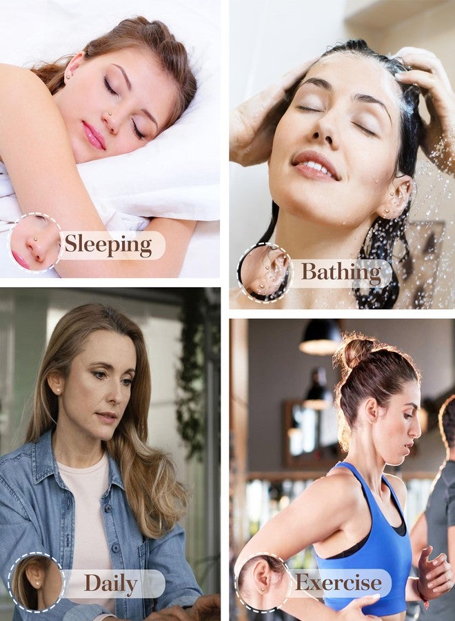 أقراط أنف من الفولاذ الجراحي عيار 14 قيراطًا 316L من ميدوجو، بدون خيوط، مرصعة بالزركونيا المكعبة، مناسبة للنساء والرجال، أقراط لابريت، أقراط شفاه، أقراط مسطحة من الخلف، مرصعة بالزركونيا المكعبة، مجوهرات ثقب الأنف، ثقب الزنمة، ثقب الحلزون، مضادة للحساسية، مقاس 20G - Image 4